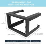 6U Wall Mount Open Frame Rack-19 Inch Server Equipment Rack- Adjustable Depth 13-18 Inches 2 Post Open Frame Cabinet- Black (6U13-18InD) - Pappy Mall