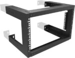 6U Wall Mount Open Frame Rack-19 Inch Server Equipment Rack- Adjustable Depth 13-18 Inches 2 Post Open Frame Cabinet- Black (6U13-18InD) - Pappy Mall