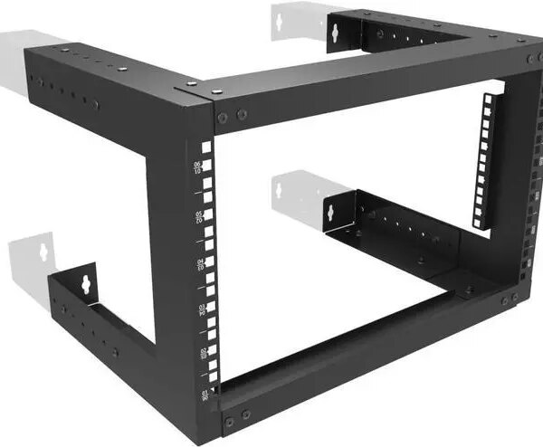 6U Wall Mount Open Frame Rack-19 Inch Server Equipment Rack- Adjustable Depth 13-18 Inches 2 Post Open Frame Cabinet- Black (6U13-18InD) - Pappy Mall