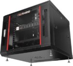 9U Wall Mount Server Cabinet Enclosure Network Rack ACCESSORIES INCLUDED Vented Shelf - Cooling Fan - Hardware- Feet - 24-Inch Depth - Lockable - Pappy Mall