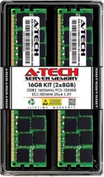 A-Tech 16GB (2x8GB) 2Rx4 PC3-12800R DDR3 1600 MHz ECC RDIMM 1.5V Registered DIMM 240-Pin Dual Rank x4 Server & Workstation RAM Memory Upgrade Kit - Pappy Mall