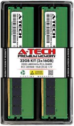A-Tech 32GB (2x16GB) 1Rx8 PC5-38400E DDR5 4800 MHz ECC UDIMM Unbuffered DIMM 288-Pin Single Rank x8 Server & Workstation RAM Memory Upgrade Kit - Pappy Mall