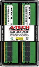 A-Tech 64GB (2x32GB) 1Rx4 PC5-38400R DDR5 4800 MHz EC8 RDIMM ECC Registered DIMM 288-Pin Single Rank x4 Server & Workstation RAM Memory Upgrade Kit - Pappy Mall