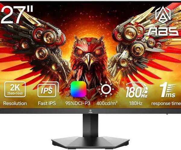 ABS Gaming Monitor 27" 180Hz Fast IPS QHD (2560x1440) 1ms VESA DisplayHDR 400, FreeSync,DCI-P3 95% GQ271NE - Pappy Mall