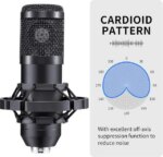 Adiven 2025 USB Streaming Podcast PC Microphone, 192KHz/24Bit Studio Cardioid Condenser Mic Kit with Sound Card, Boom Arm, Shock Mount, Pop Filter, - Pappy Mall