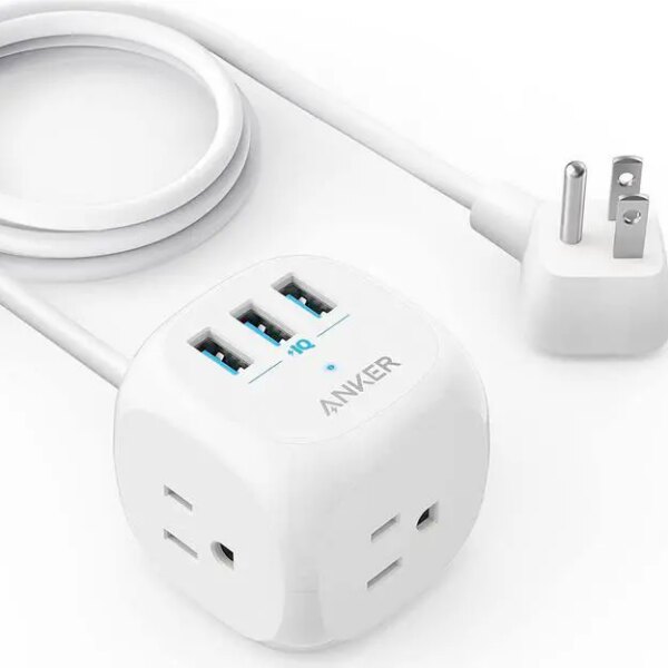 Anker 321 Power Strip, PowerPort Cube USB with 3 Outlets and 3 USB Ports, 5 ft Extension Cord, Flat Plug, Compact for Home Office, Travel, and Dorm - Pappy Mall