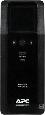 APC BR1350MS Back-UPS Pro, 1350VA/810W, Tower, 120V, 10x NEMA 5-15R outlets, Sine Wave, AVR, USB Type A + C ports, LCD, User Replaceable Battery - Pappy Mall