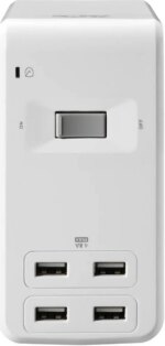 APC Desk Mount Power Station, 6 Outlet U-Shaped Surge Protector, 1080 Joule of Surge Protection with 4 USB A Charging Ports (PE6U4W) - Pappy Mall