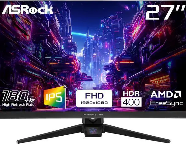ASRock Phantom Gaming Monitor 27" 180 Hz IPS FHD FreeSync (AMD Adaptive Sync) 123% sRGB / 94% DCI-P3 PG27FFT1A - Pappy Mall