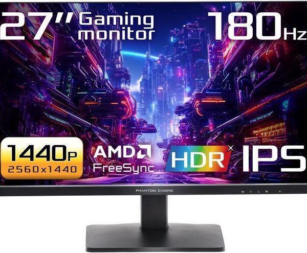 ASRock Phantom Gaming Monitor 27" 180 Hz IPS QHD FreeSync (AMD Adaptive Sync) 99% sRGB / 90% DCI-P3 PG27QFT1B - Pappy Mall