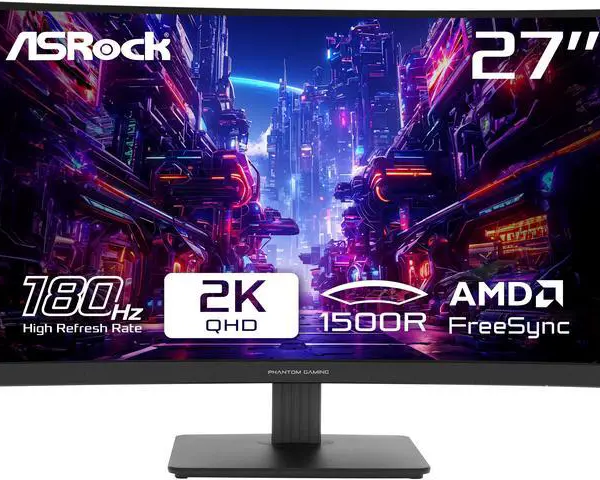 ASRock Phantom Gaming Monitor 27" 180 Hz VA QHD FreeSync (AMD Adaptive Sync) 95% DCI-P3 / 132% sRGB PG27QRT1B - Pappy Mall
