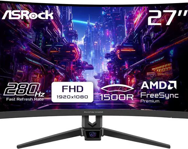 ASRock Phantom Gaming Monitor 27" 280 Hz VA FHD FreeSync Premium (AMD Adaptive Sync) 93% DCI-P3 / 127% sRGB PG27FRS1A - Pappy Mall