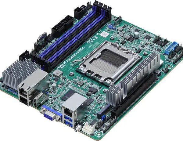 ASRock Rack AM5D4ID-2T/BCM Deep mini-ITX Server Motherboard AMD Ryzen 7000 AM5 (LGA 1718) KNOLL3 X300 Dual 10G LAN - Newegg.com - Pappy Mall