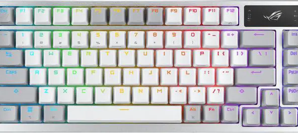 ASUS ROG Azoth 75 Wireless DIY Custom Gaming Keyboard, OLED display, Gasket-Mount, Three-Layer Dampening, Hot-Swappable Pre-lubed ROG NX Snow Linear - Pappy Mall