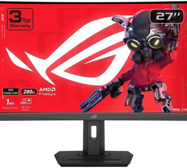 ASUS ROG Strix 27” 1440P USB-C Curved HDR Gaming Monitor (XG27WCMS) - QHD, 280Hz, 1ms, Fast VA, Extreme Low Motion Blur Sync, FreeSync Premium, - Pappy Mall