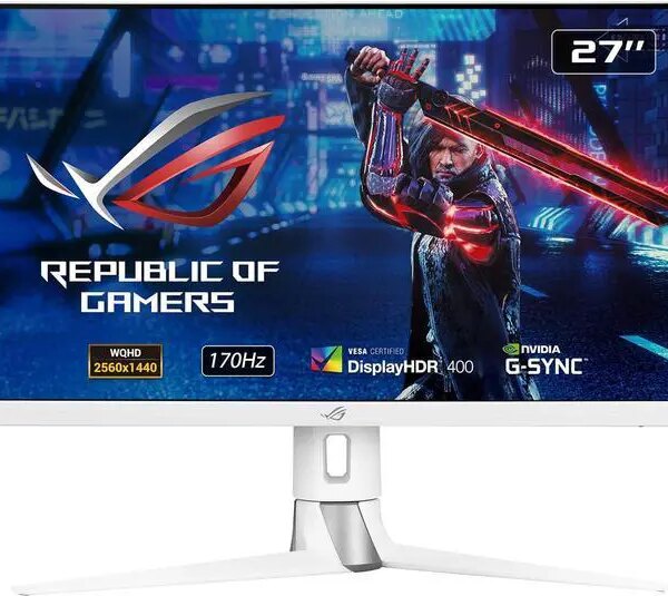 ASUS ROG Strix Gaming Monitor 27" 2560 x1440 1440P WQHD 2K Fast IPS, 170Hz Nvidia G-SYNC Compatible HDR400 White XG27AQ-W - Pappy Mall