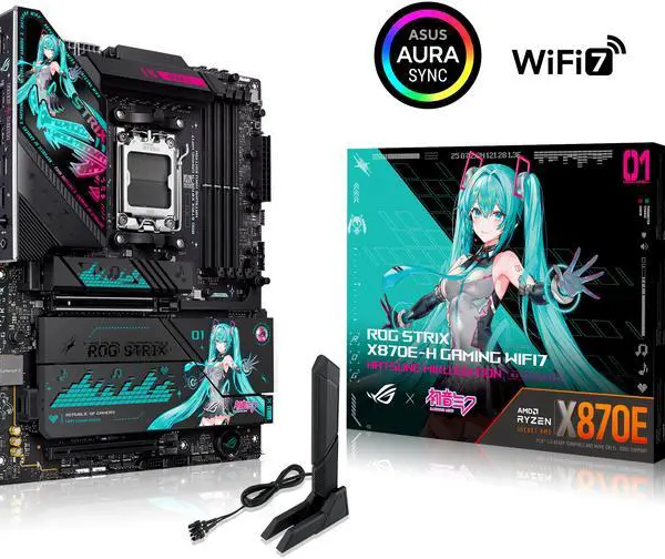 ASUS ROG STRIX X870E-H GAMING WIFI7 HATSUNE MIKU EDITION AMD X870E ATX motherboard, 16+2+1 power stages, Dynamic OC Switcher, Core Flex, DDR5, WiFi 7, 4x M.2, PCIe 5.0, dual......