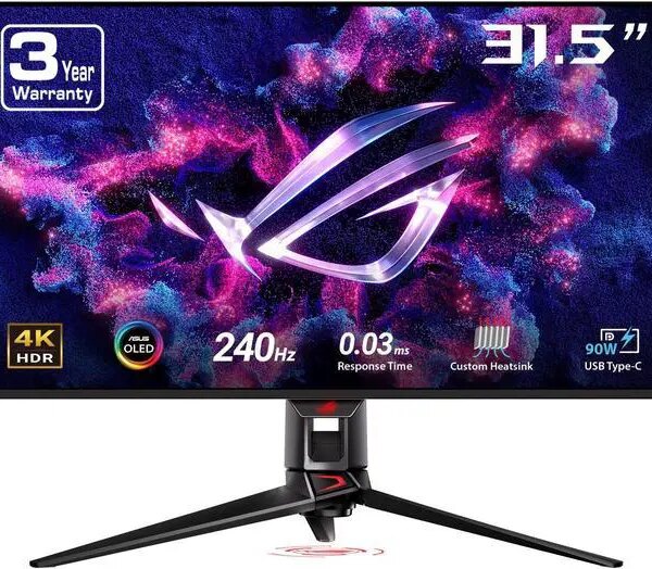 ASUS ROG Swift 32" 4K OLED Gaming Monitor (PG32UCDM) - UHD (3840 x 2160), QD-OLED, 240Hz, 0.03ms, G-SYNC Compatible, Custom Heatsink, Graphene Film, - Pappy Mall