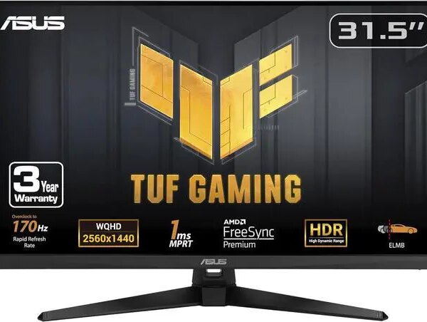 ASUS TUF Gaming Montitor 31.5” 1440P HDR(VG32AQA1A) - QHD (2560 x 1440), 170Hz, 1ms, Extreme Low Motion Blur, FreeSync Premium, DisplayPort, HDMI, - Pappy Mall