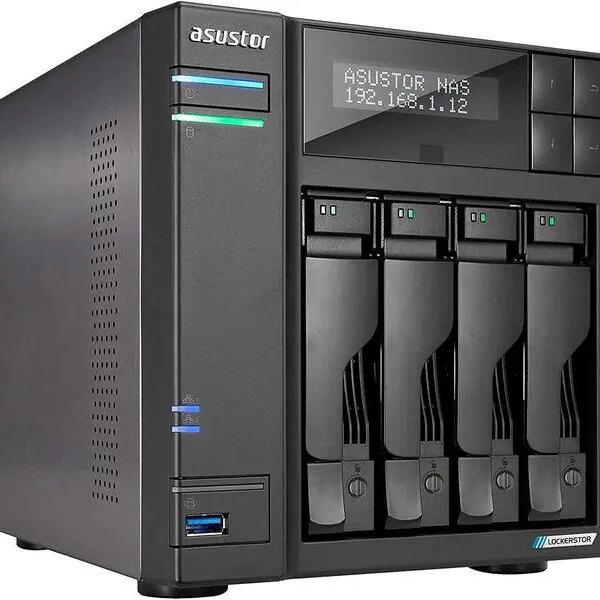 Asustor Lockerstor 4 Gen 2 AS6704T 4 Bay NAS, Quad-Core 2.0GHz, Dual 2.5GbE Ports, 4GB RAM DDR4, Four M.2 SSD Slots (Diskless) - Pappy Mall
