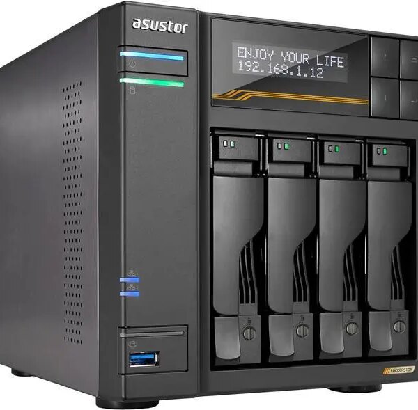 Asustor Lockerstor 4 Gen3 AS6804T 4 Bay NAS, Quad-Core 2.3GHz CPU, Dual USB 4 Ports, Dual 10GbE Ports, Dual 5GbE Ports, 16G ECC RAM DDR5, Four M.2 SSD - Pappy Mall