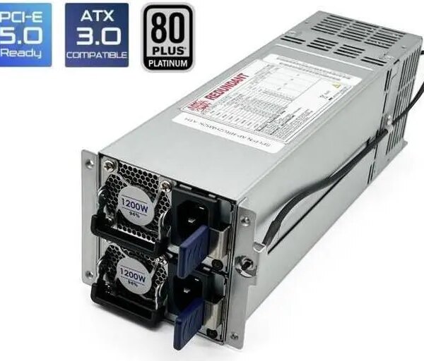 Athena Power AP-RRU2MK1262 62368 Safety & 80 PLUS Certified 2 x 1200W 2U CRPS Modular Redundant Server Power Supply OEM/ODM OK. W/12V-2X6 Cable for - Pappy Mall