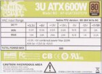 Athena Power AP-U3ATX60FEP8 3U Server Power Supply - 80PLUS Bronze - Pappy Mall