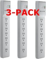 Belkin BE107200-06 7-Outlet Home Office Surge Protector Slim Design 6ft Right Angle Plug 3-Pack - Pappy Mall