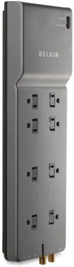 BELKIN BE108230-12 12 Feet 8 Outlets 3390 Joules Surge Protector w/ Telephone Line/Coaxial Protection/Extended Cord - Pappy Mall