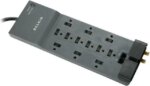 BELKIN BE112234-10 10 Feet 12 Outlets 3996 joules Surge Suppressor with Phone/Modem, RJ45 and Coax Protection - Pappy Mall