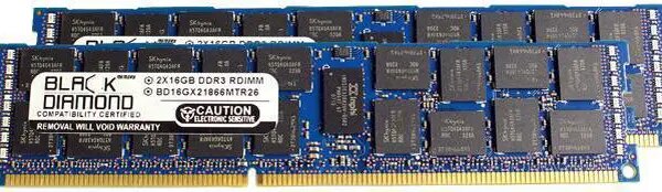 Black Diamond Memory 32GB (2 x 16GB) ECC Registered DDR3 1866 (PC3 14900) Server Memory Model BD16GX21866MTR26 - Pappy Mall
