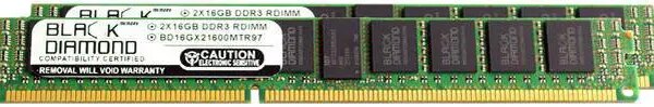 Black Diamond Memory VLP 32GB (2 x 16GB) ECC Registered DDR3 1600 (PC3 12800) Server Memory Model BD16GX21600MTR97 - Pappy Mall