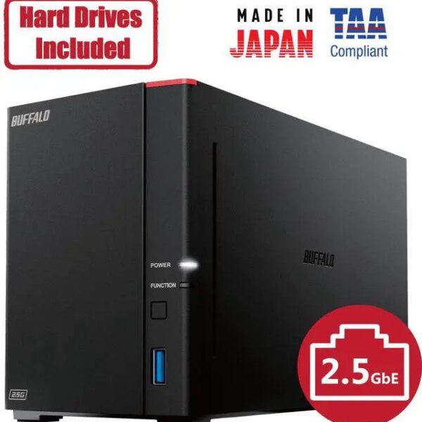 BUFFALO LinkStation 720 2-Bay Professional Network Storage 16TB (2x8TB) with Hard Drives Included - Pappy Mall