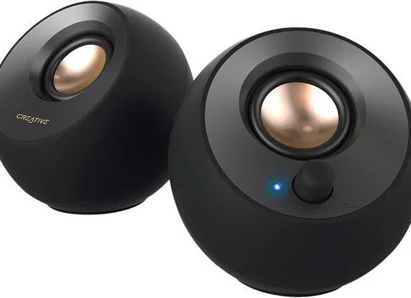 Creative Pebble V2 - Minimalistic 2.0 USB-C Powered Desktop Speakers, 3.5 mm AUX-in, Up to 8W RMS Power for Computers and Laptops, Type-A Adapter - Pappy Mall