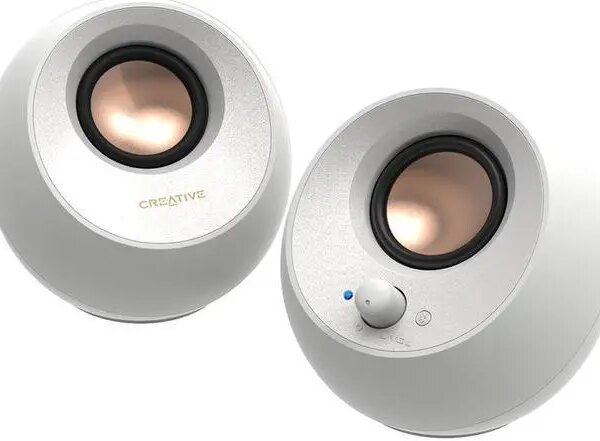 Creative Pebble V3 51MF1700AA003 2.0 Bluetooth Speaker System - 8 W RMS - White - Pappy Mall