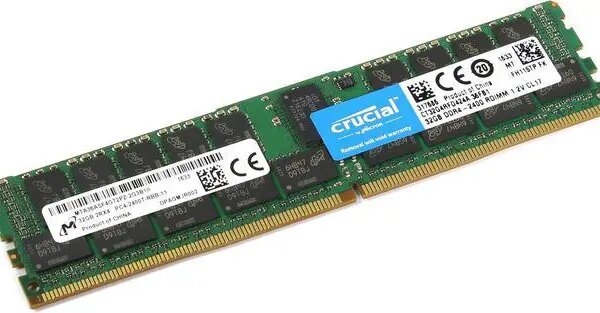 Crucial 32G 288-Pin DDR4 SDRAM ECC Buffered / Registered DDR4 2400 (PC4 19200) Server Memory Model CT32G4RFD424A - Pappy Mall