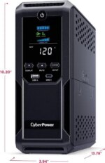 CyberPower CP1500AVRLCD3 Intelligent LCD UPS Systems - 1500VA/900W, 120 VAC, NEMA 5-15P, Mini-Tower, 12 Outlets, LCD - Pappy Mall