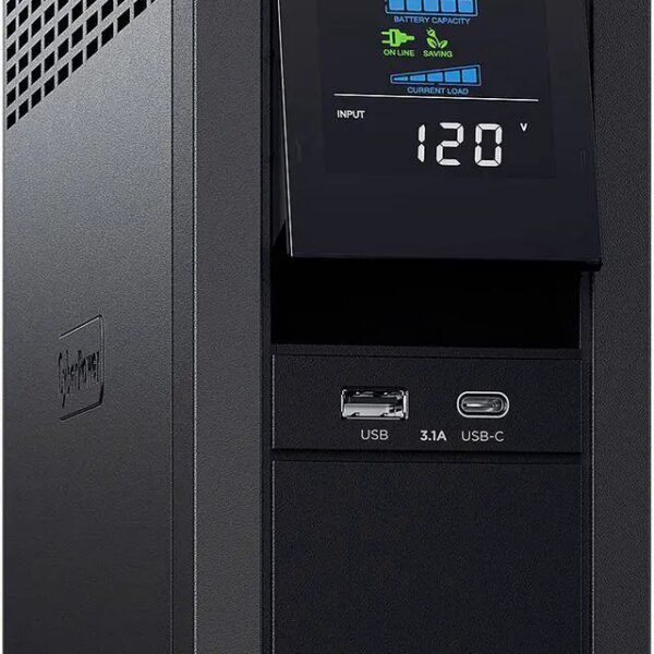 CyberPower CP1500PFCLCD PFC Sinewave UPS Systems - 1500VA/1000W, 120 VAC, NEMA 5-15P, Mini-Tower, Sine Wave, 12 Outlets, LCD, PowerPanel - Pappy Mall