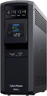 CyberPower CP1500PFCLCD PFC Sinewave UPS Systems - 1500VA/1000W, 120 VAC, NEMA 5-15P, Mini-Tower, Sine Wave, 12 Outlets, LCD, PowerPanel - Pappy Mall