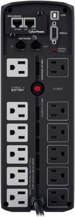 CyberPower CP1500PFCLCD PFC Sinewave UPS Systems - 1500VA/1000W, 120 VAC, NEMA 5-15P, Mini-Tower, Sine Wave, 12 Outlets, LCD, PowerPanel - Pappy Mall