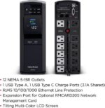 CyberPower CP1500PFCLCD PFC Sinewave UPS Systems - 1500VA/1000W, 120 VAC, NEMA 5-15P, Mini-Tower, Sine Wave, 12 Outlets, LCD, PowerPanel - Pappy Mall