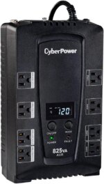 CyberPower CP825AVRLCD Intelligent LCD UPS Systems - 825VA/450W, 120 VAC, NEMA 5-15P, Compact, 8 Outlets, LCD, PowerPanel - Pappy Mall
