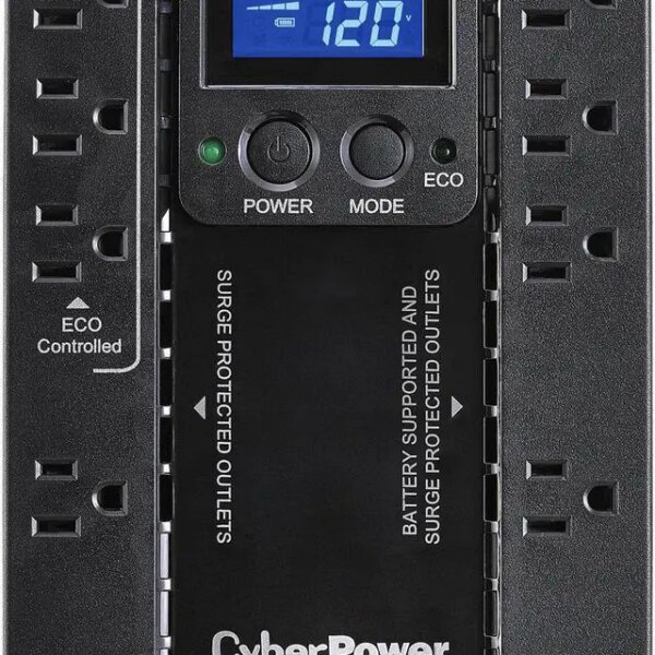 CyberPower EC650LCD Ecologic UPS Systems - 650VA/390W, 120 VAC, NEMA 5-15P, Compact, 8 Outlets, LCD, PowerPanel® Personal - Pappy Mall