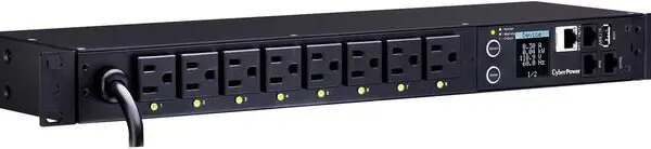 CyberPower PDU41001 Single Phase 100 - 120 VAC 15A Switched PDU - 8 Outlets, 12 ft, NEMA 5-15P, Horizontal, 1U, SNMP, LCD - Pappy Mall