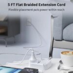 DEPOW Flat Extension Cord 5Ft, Flat Plug Power Strip with 4 Outlets 4 USB Ports (2 USB C), Multiple Wall Outlet Extender Suitable for Home Office Dorm, White - Newegg.com -...