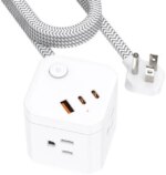 DEPOW Power Strip Cube with USB Ports, Flat Extension Cord with 4 AC Outlets & 3 USB Ports (2 USB C), 5 FT Small Power Strip, 3 Prong Mini Charging - Pappy Mall