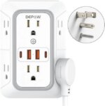 DEPOW Wall Charger 6 AC Outlet Extender with 4 USB Charging Ports(2 USB C), 3-Sided Power Strip Multi Plug Wall Outlet Splitter Adapter Spaced for - Pappy Mall