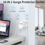 DEPOW Wall Charger 6 AC Outlet Extender with 4 USB Charging Ports(2 USB C), 3-Sided Power Strip Multi Plug Wall Outlet Splitter Adapter Spaced for - Pappy Mall