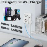 DEPOW Wall Charger 6 AC Outlet Extender with 4 USB Charging Ports(2 USB C), 3-Sided Power Strip Multi Plug Wall Outlet Splitter Adapter Spaced for - Pappy Mall