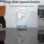 DEPOW Wall Charger 6 AC Outlet Extender with 4 USB Charging Ports(2 USB C), 3-Sided Power Strip Multi Plug Wall Outlet Splitter Adapter Spaced for - Pappy Mall